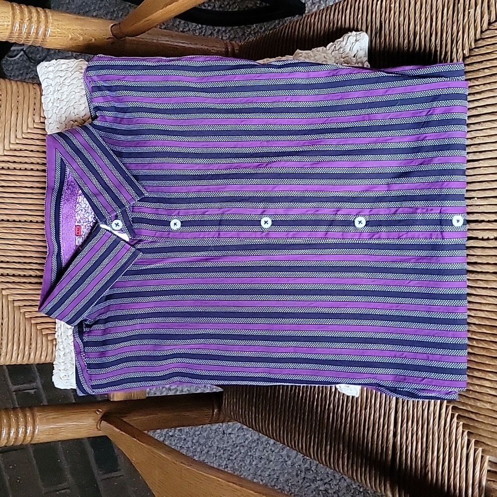 NWOT, Luchiana Visconti button down, dress shirt,  purple/black, size XXL
